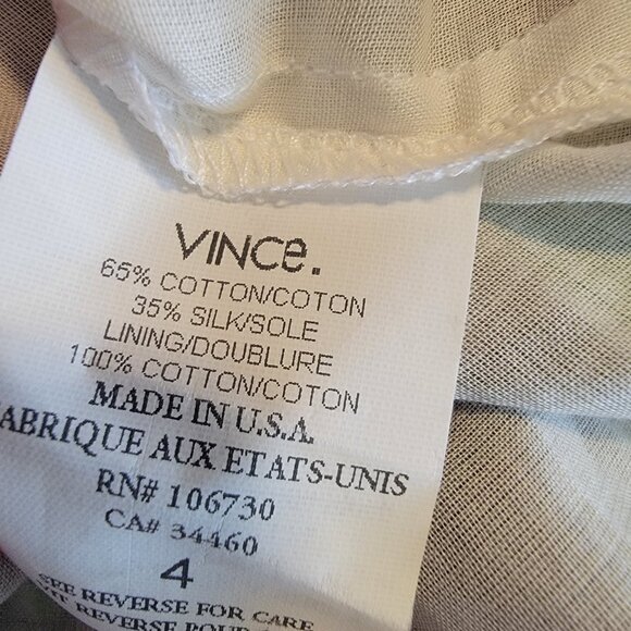 Vince Sundress Lined Empire Waist With Pockets Side Zip Size 4 Silk Cotton Blend - Picture 13 of 13